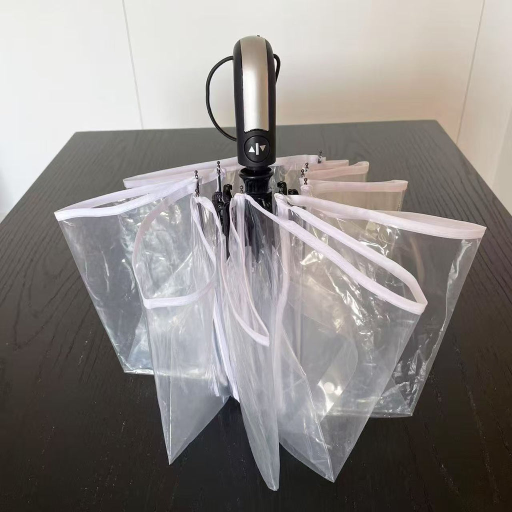 Women's Windproof Transparent Self-Supporting Compact Umbrella