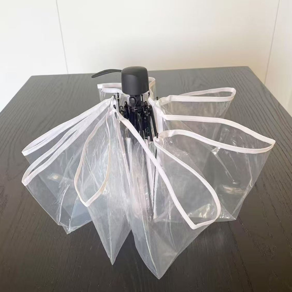 Women's Windproof Transparent Self-Supporting Compact Umbrella