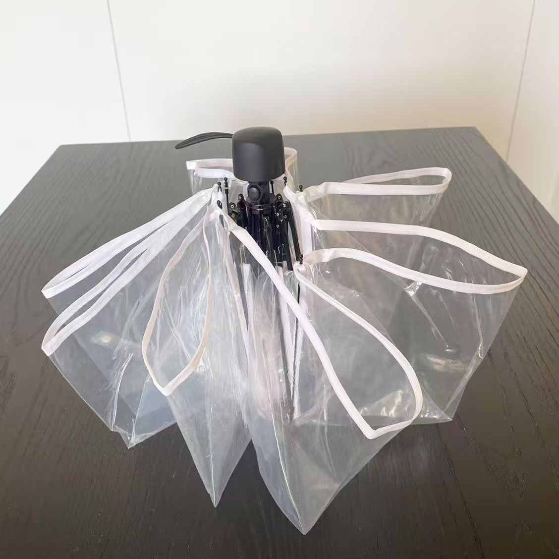 Women's Windproof Transparent Self-Supporting Compact Umbrella