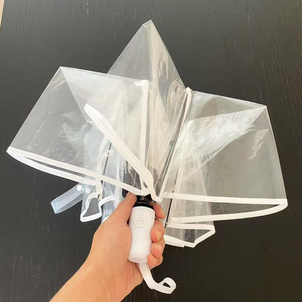 Women's Windproof Transparent Self-Supporting Compact Umbrella