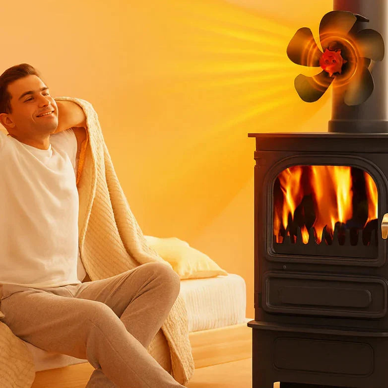 Wood Stove Fan, 6 Blades, Aluminium Alloy, Heat-Powered