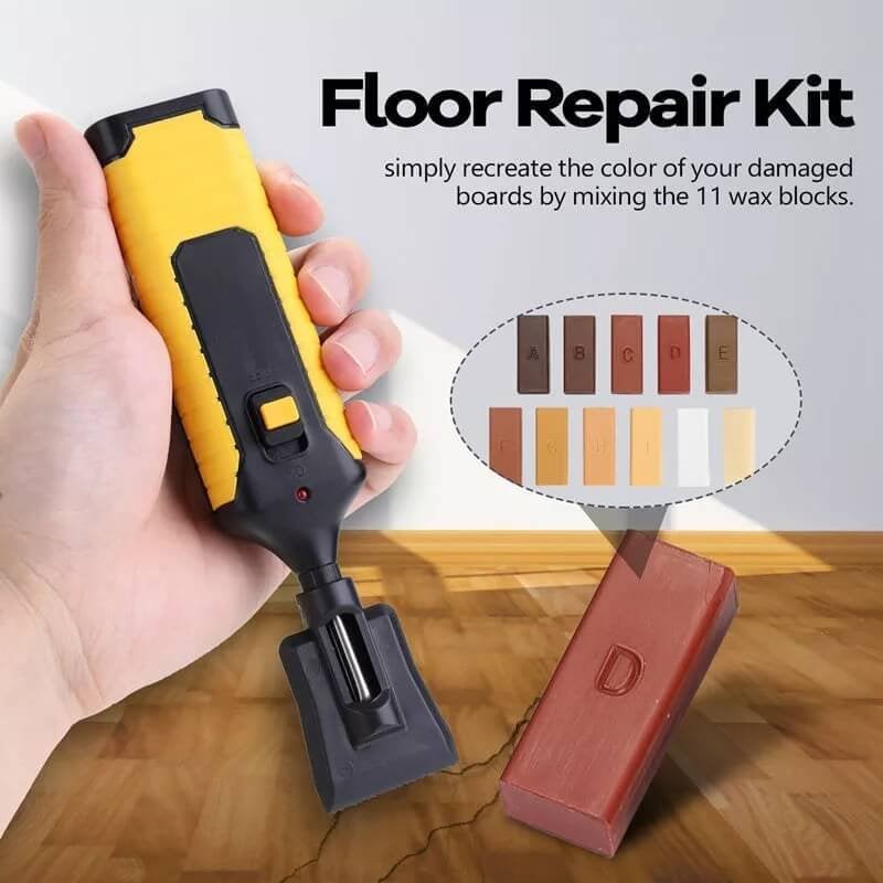 Wood Surface Repair Kit, 11 Wax Blocks & Heat Pen for Furniture