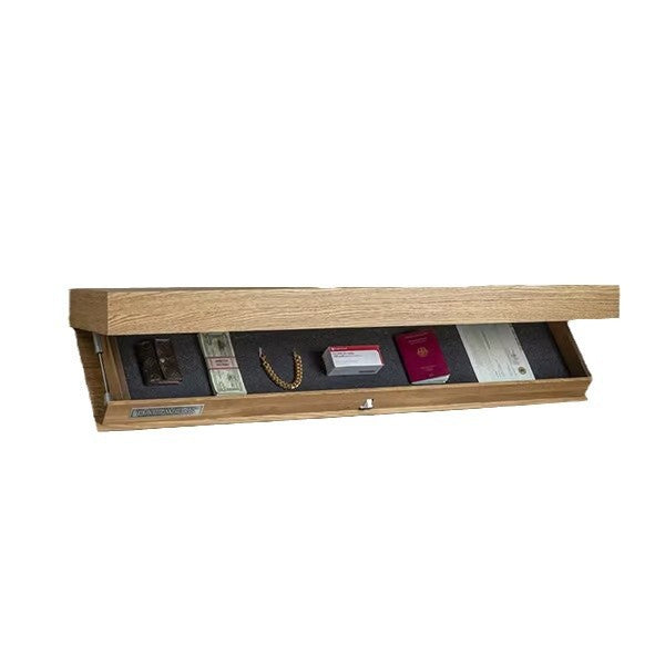 Wooden Secret Shelf with Hidden Storage, 53 × 17.5 × 5 cm