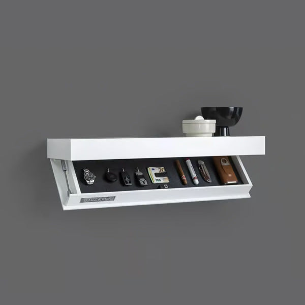 Wooden Secret Shelf with Hidden Storage, 53 × 17.5 × 5 cm