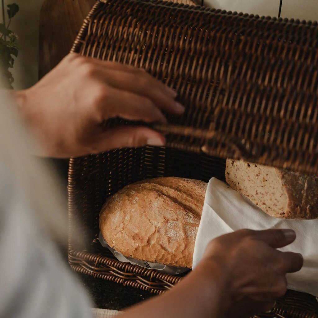 Woven Bread Basket with Lid