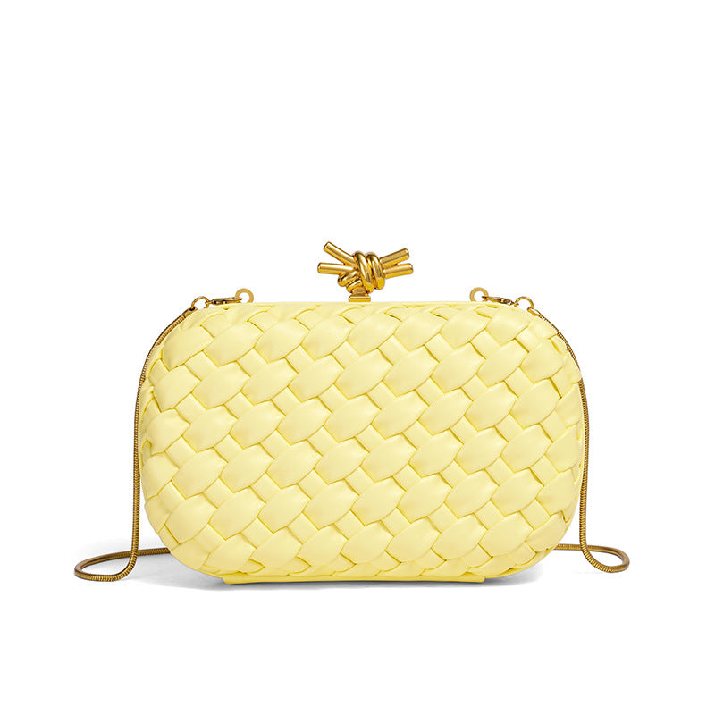 Woven Evening Clutch Bag with Detachable Chain Strap