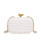 Woven Evening Clutch Bag with Detachable Chain Strap
