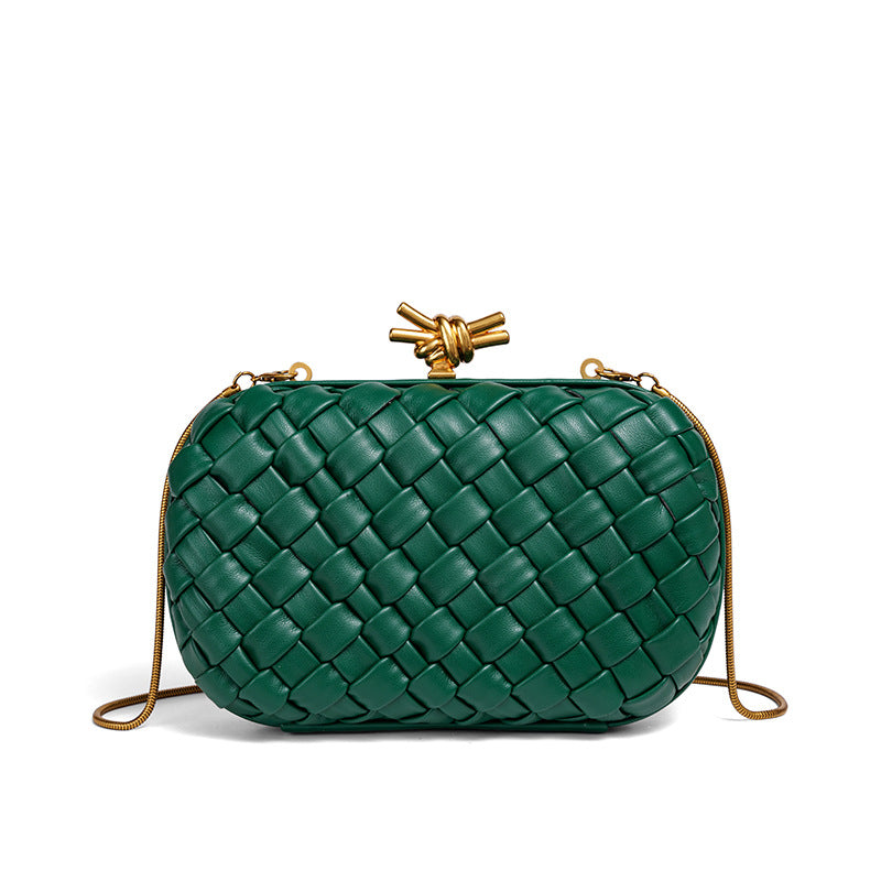 Woven Evening Clutch Bag with Detachable Chain Strap