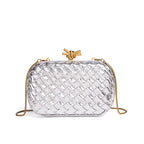 Woven Evening Clutch Bag with Detachable Chain Strap