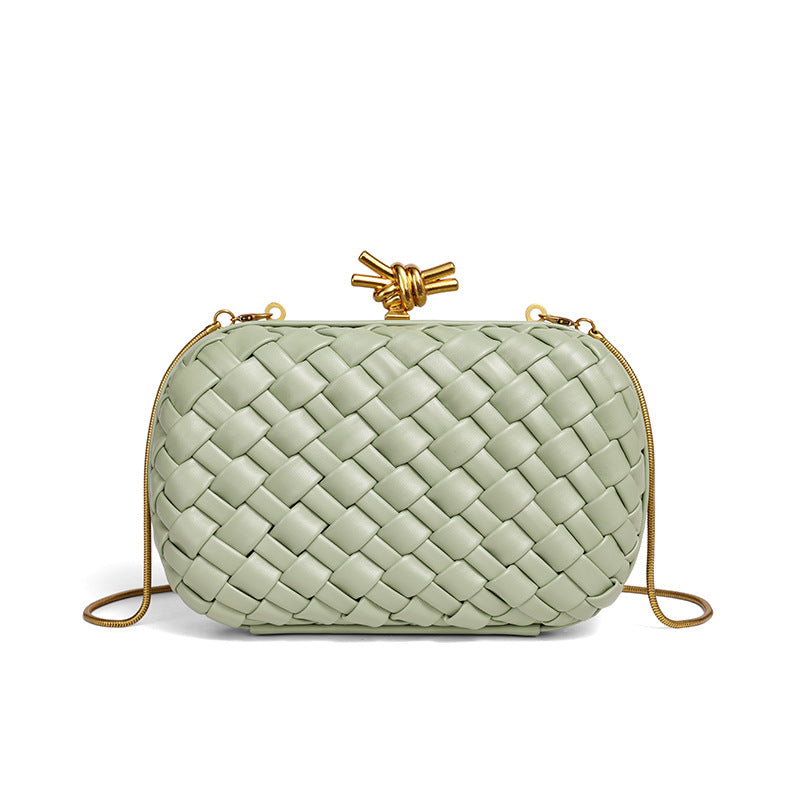 Woven Evening Clutch Bag with Detachable Chain Strap