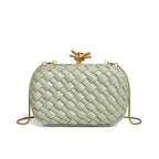 Woven Evening Clutch Bag with Detachable Chain Strap