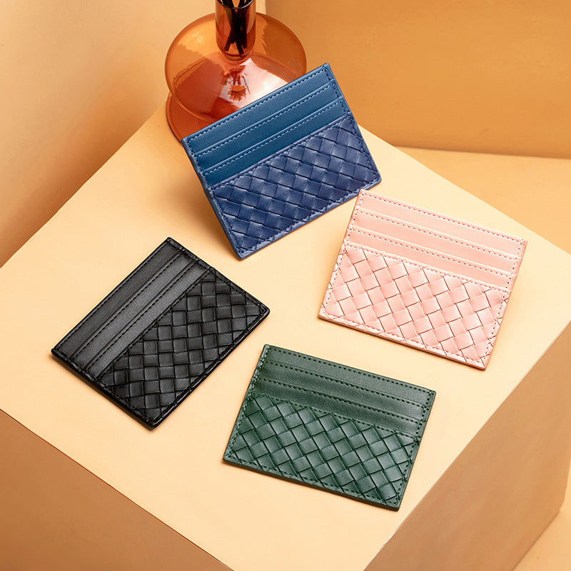 Woven Leather Card Holder
