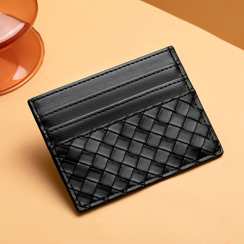 Woven Leather Card Holder