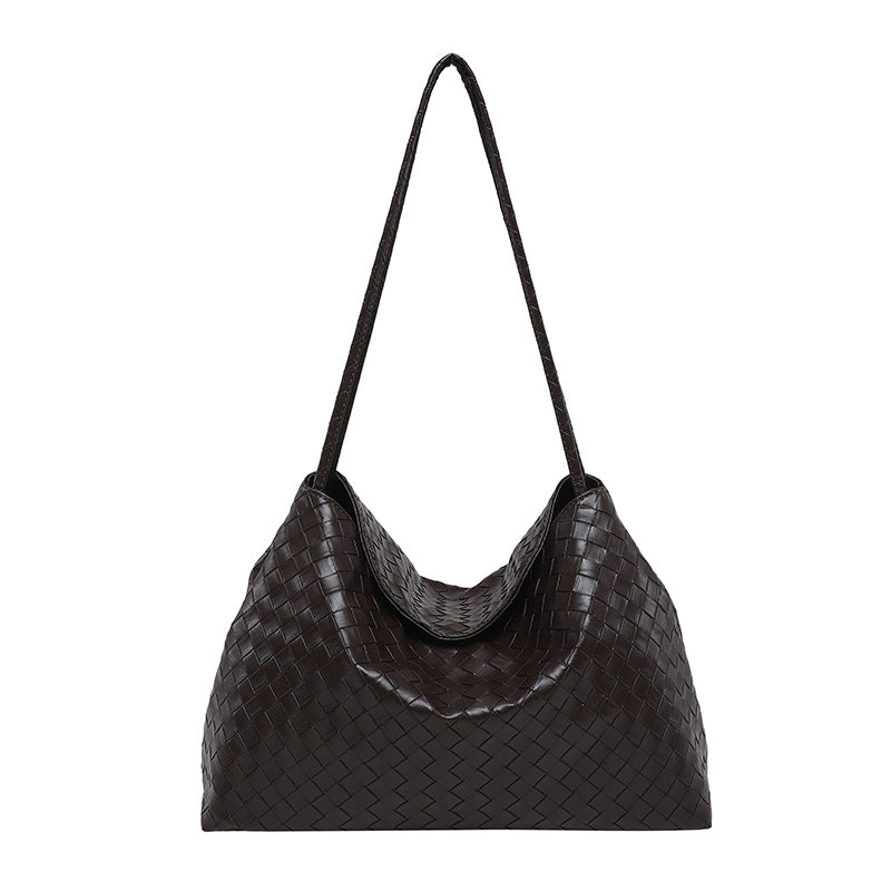 Woven Leather Hobo Bag with Braided Design and Soft Shoulder Handles