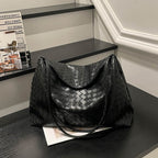 Woven Leather Hobo Bag with Braided Design and Soft Shoulder Handles