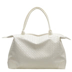 Woven Leather Weekend Bag with Dual Handles and Zip Closure