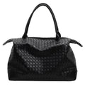 Woven Leather Weekend Bag with Dual Handles and Zip Closure